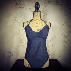 Bawdy Adjustable Halter Top Tankini Set- Black